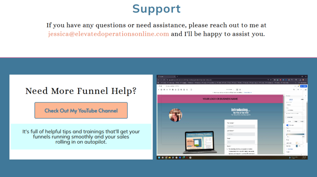 Screenshot from a good example of a thank you page